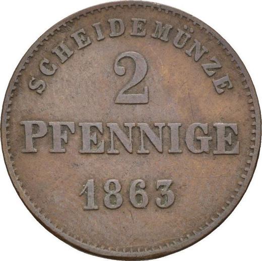 Revers 2 Pfennig 1863 - Münze Wert - Sachsen-Meiningen, Bernhard II