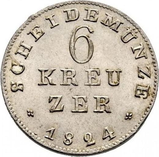 Реверс монеты - 6 крейцеров 1824 года - цена серебряной монеты - Гессен-Дармштадт, Людвиг I