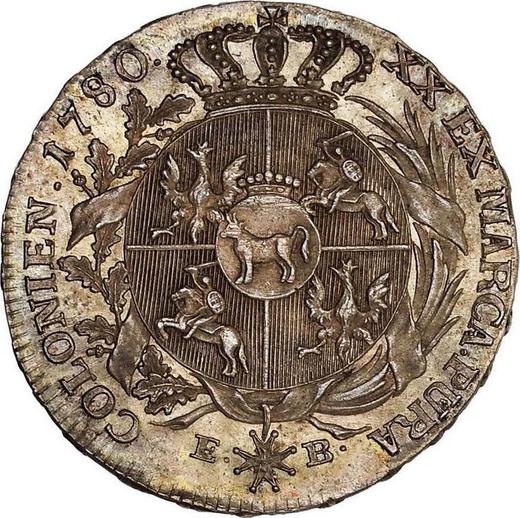 Reverse 1/2 Thaler 1780 EB "Ribbon in hair" - Silver Coin Value - Poland, Stanislaus II Augustus