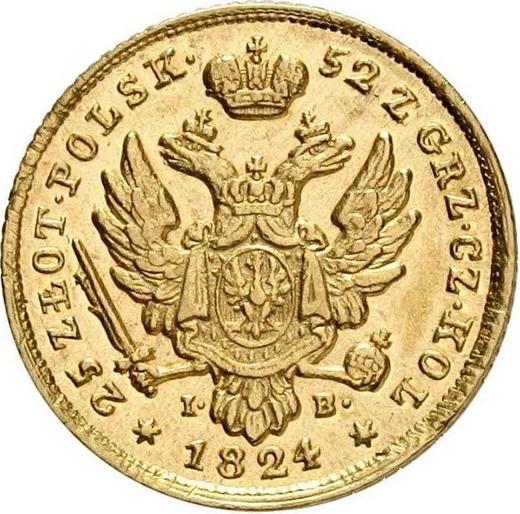Rewers monety - 25 złotych 1824 IB "Małą głową" - cena złotej monety - Polska, Królestwo Kongresowe