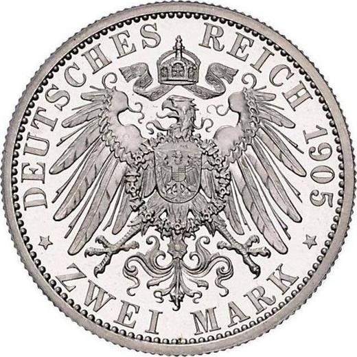 Reverso 2 marcos 1905 A "Sajonia-Coburgo y Gotha" - valor de la moneda de plata - Alemania, Imperio alemán