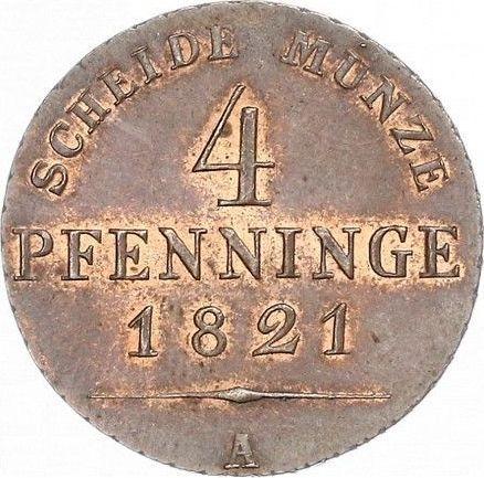 Реверс монеты - 4 пфеннига 1821 года A - цена  монеты - Пруссия, Фридрих Вильгельм III
