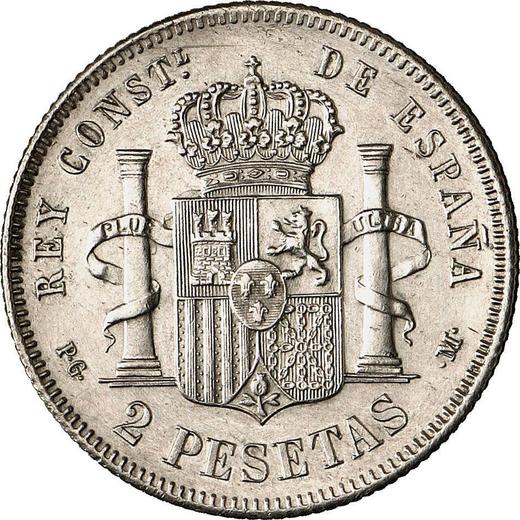 Revers 2 Pesetas 1892 PGM - Silbermünze Wert - Spanien, Alfons XIII