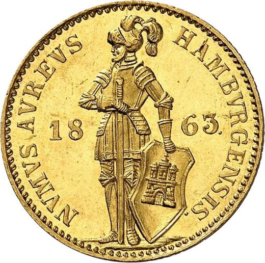 Аверс монеты - Дукат 1863 года - цена  монеты - Гамбург, Вольный город