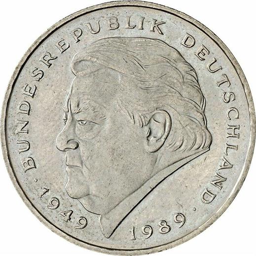 Аверс монеты - 2 марки 1990 года D "Франц Йозеф Штраус" - цена  монеты - Германия, ФРГ