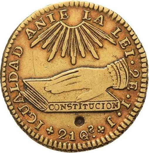 Revers 2 Escudos 1837 So IJ - Goldmünze Wert - Chile, Republik