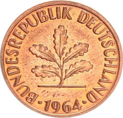 Реверс монеты - 2 пфеннига 1964 года F - цена  монеты - Германия, ФРГ
