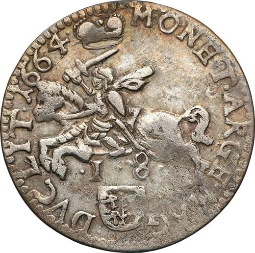 Реверс монеты - Орт (18 грошей) 1664 года TLB "Литва" Без рамки - цена серебряной монеты - Польша, Ян II Казимир