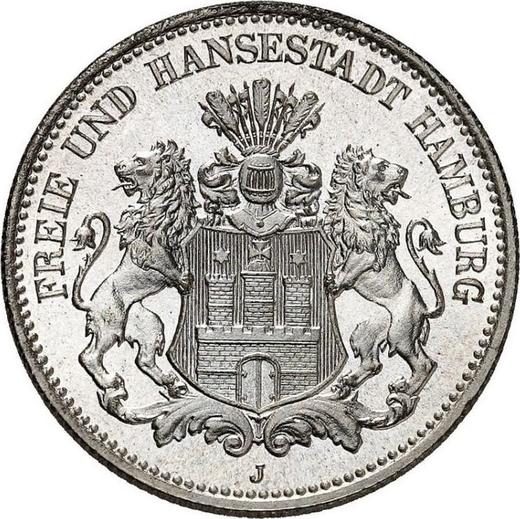 Anverso 2 marcos 1905 J "Hamburg" - valor de la moneda de plata - Alemania, Imperio alemán
