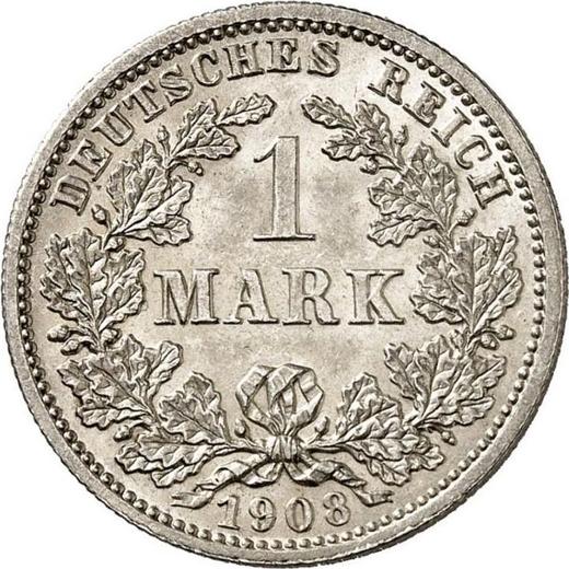 Аверс монеты - 1 марка 1908 года J "Тип 1891-1916" - цена серебряной монеты - Германия, Германская Империя