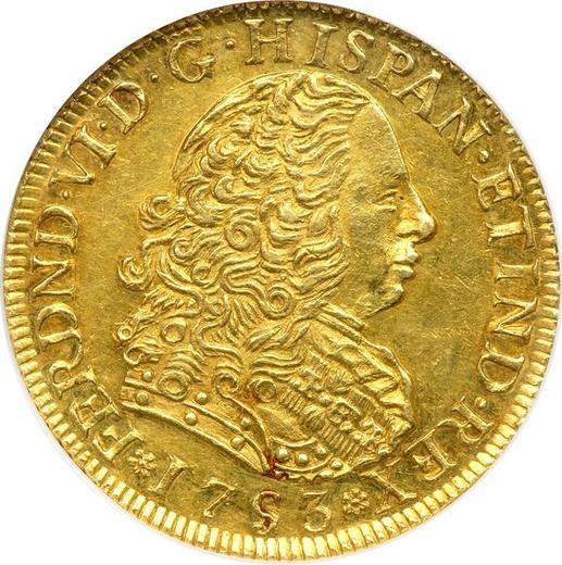 Anverso 4 escudos 1753 LM J - valor de la moneda de oro - Perú, Fernando VI
