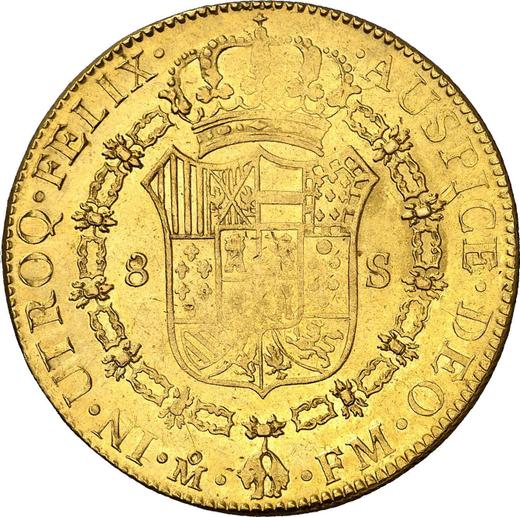 Реверс монеты - 8 эскудо 1791 года Mo FM - цена золотой монеты - Мексика, Карл IV
