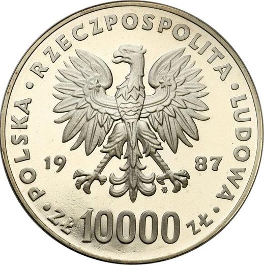 Аверс монеты - 10000 злотых 1987 года MW SW "Иоанн Павел II" Серебро - цена серебряной монеты - Польша, Народная Республика