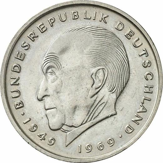 Аверс монеты - 2 марки 1974 года G "Аденауэр" - цена  монеты - Германия, ФРГ
