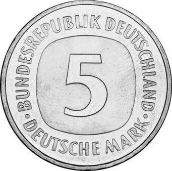 Аверс монеты - 5 марок 1980 года F - цена  монеты - Германия, ФРГ