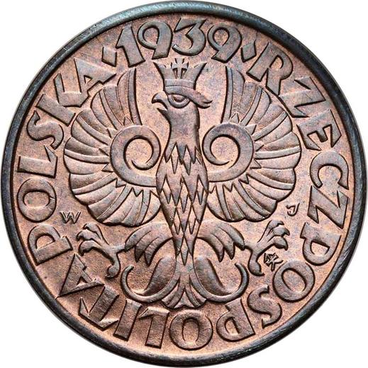 Awers monety - 5 groszy 1939 WJ - cena  monety - Polska, II Rzeczpospolita