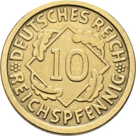 Аверс монеты - 10 рейхспфеннигов 1925 года J - цена  монеты - Германия, Bеймарская республика