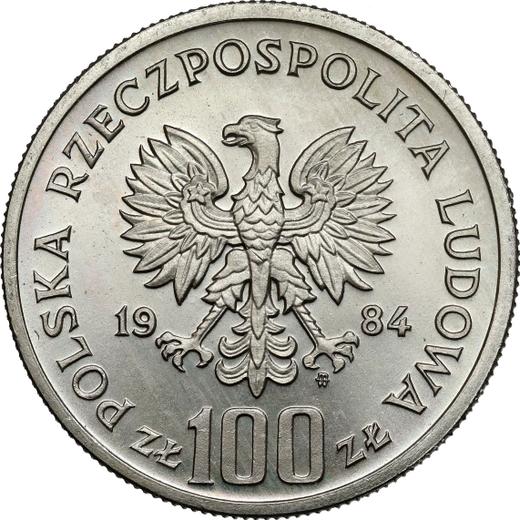 Аверс монеты - Пробные 100 злотых 1984 года MW "40 лет Польской Народной Республики" Медно-никель - цена  монеты - Польша, Народная Республика