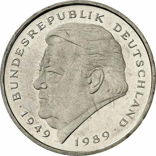 Awers monety - 2 marki 1995 F "Franz Josef Strauss" - cena  monety - Niemcy, RFN
