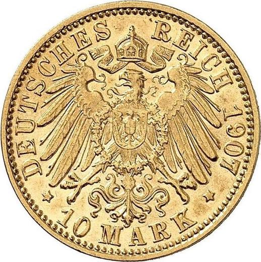 Реверс монеты - 10 марок 1907 года G "Баден" - цена золотой монеты - Германия, Германская Империя