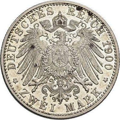 Реверс монеты - 2 марки 1900 года F "Вюртемберг" - цена серебряной монеты - Германия, Германская Империя