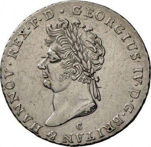 Аверс монеты - 2/3 талера 1824 года C - цена серебряной монеты - Ганновер, Георг IV