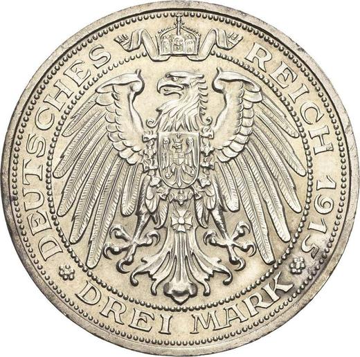 Rewers monety - 3 marki 1915 A "Prusy" Mansfeld - cena srebrnej monety - Niemcy, Cesarstwo Niemieckie