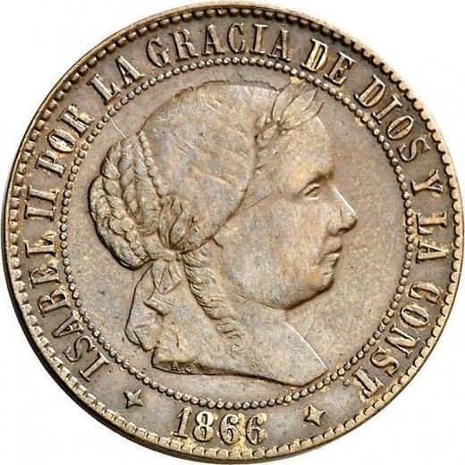 Avers 2 1/2 Centimos de Escudo 1866 Vier spitze Sterne Ohne "OM" - Münze Wert - Spanien, Isabella II