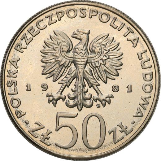 Аверс монеты - Пробные 50 злотых 1981 года MW "Владислав I Герман" Никель - цена  монеты - Польша, Народная Республика