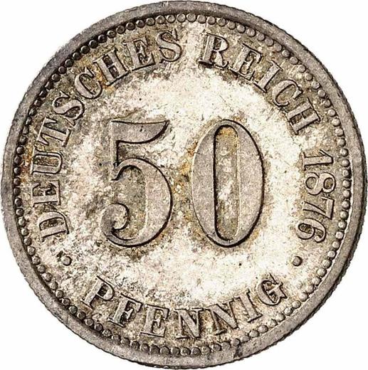 Anverso 50 Pfennige 1876 B "Tipo 1875-1877" - valor de la moneda de plata - Alemania, Imperio alemán