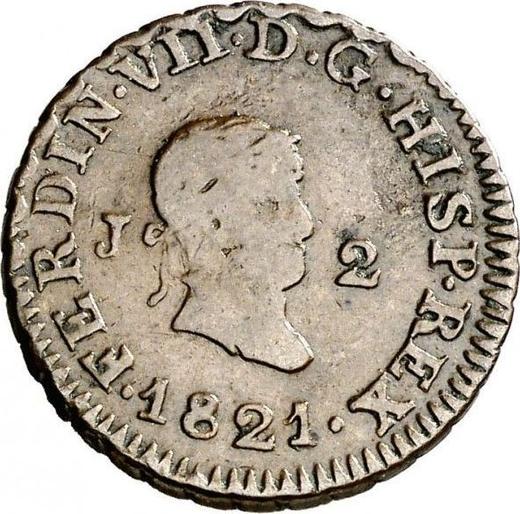 Anverso 2 maravedíes 1821 J - valor de la moneda  - España, Fernando VII