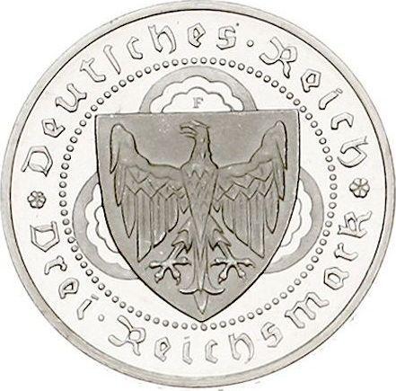 Anverso 3 Reichsmarks 1930 F "Vogelweide" - valor de la moneda de plata - Alemania, República de Weimar