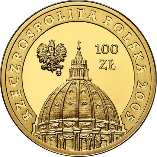 Аверс монеты - 100 злотых 2005 года MW UW "Иоанн Павел II" - цена золотой монеты - Польша, III Республика после деноминации