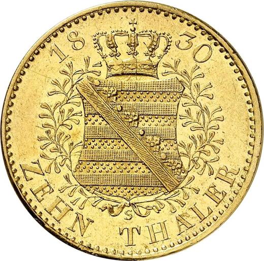 Реверс монеты - 10 талеров 1830 года S - цена золотой монеты - Саксония-Альбертина, Антон