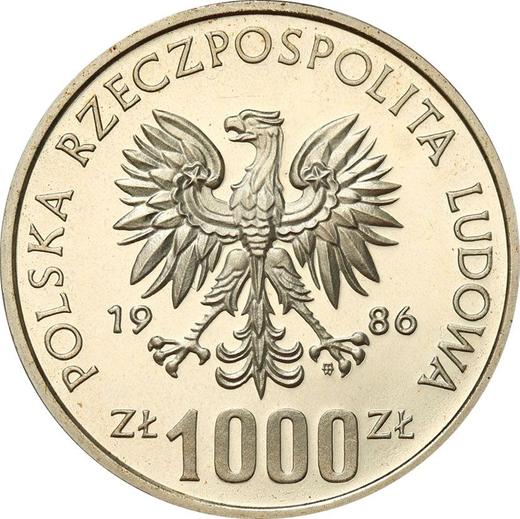 Anverso Pruebas 1000 eslotis 1986 MW EO "Vladislao I de Polonia" Plata - valor de la moneda de plata - Polonia, República Popular