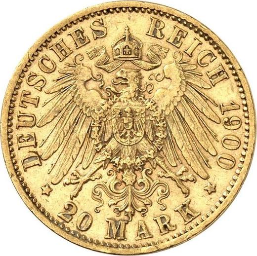 Реверс монеты - 20 марок 1900 года F "Вюртемберг" - цена золотой монеты - Германия, Германская Империя