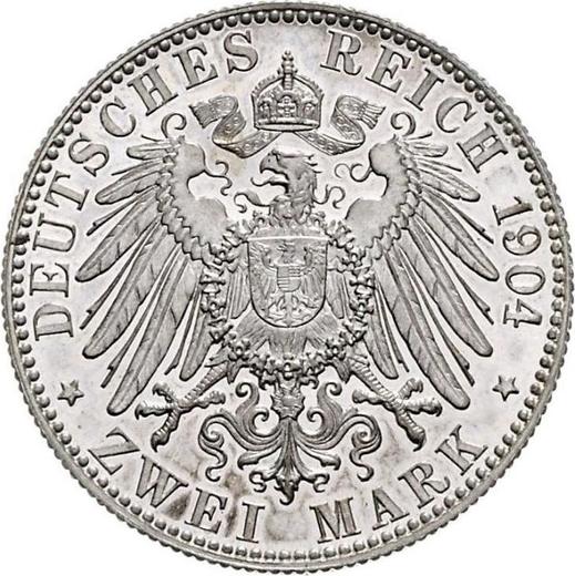 Reverso 2 marcos 1904 J "Hamburg" - valor de la moneda de plata - Alemania, Imperio alemán