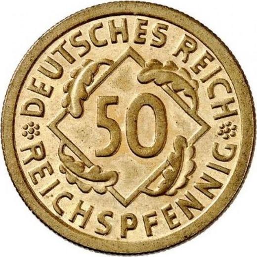 Аверс монеты - 50 рейхспфеннигов 1924 года E - цена  монеты - Германия, Bеймарская республика