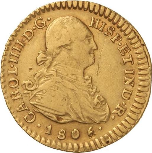 Awers monety - 1 escudo 1805 P JF - cena złotej monety - Kolumbia, Karol IV