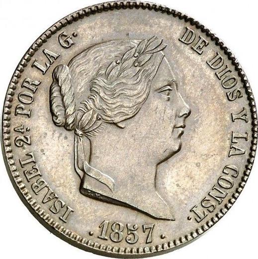 Anverso 25 Céntimos de real 1857 - valor de la moneda  - España, Isabel II