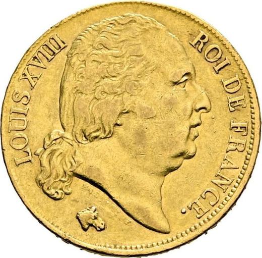 Anverso 20 francos 1817 L "Tipo 1816-1824" Bayona - valor de la moneda de oro - Francia, Luis XVII