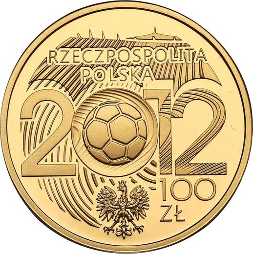 Anverso 100 eslotis 2012 MW "Campeonato Europeo de Fútbol - Eurocopa 2012" - valor de la moneda de plata - Polonia, República moderna