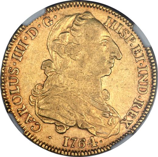 Аверс монеты - 4 эскудо 1764 года Mo MF - цена золотой монеты - Мексика, Карл III