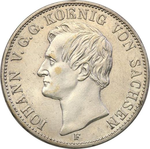 Аверс монеты - Талер 1855 года F - цена серебряной монеты - Саксония-Альбертина, Иоганн