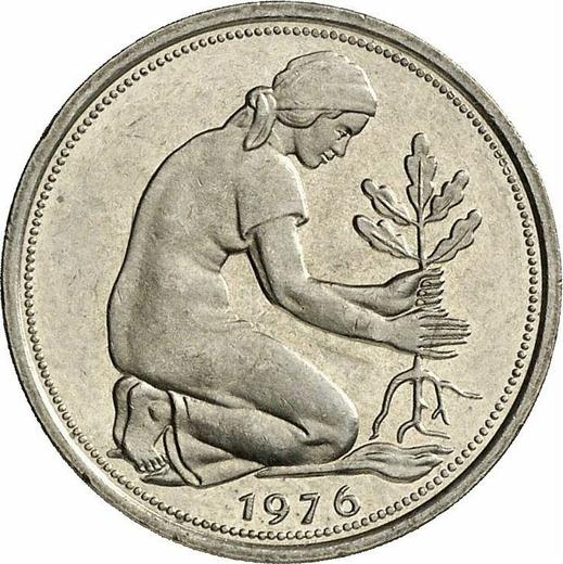Реверс монеты - 50 пфеннигов 1976 года J - цена  монеты - Германия, ФРГ