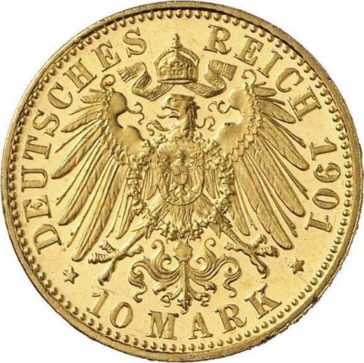 Reverso 10 marcos 1901 A "Lübeck" - valor de la moneda de oro - Alemania, Imperio alemán
