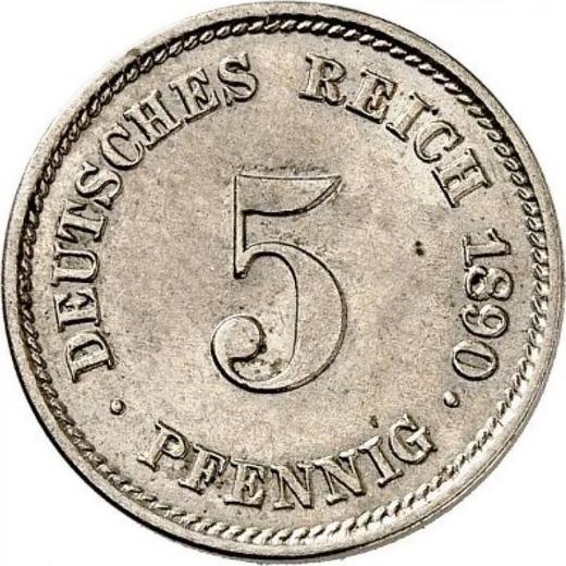 Avers 5 Pfennig 1890 E "Typ 1890-1915" - Münze Wert - Deutschland, Deutsches Kaiserreich