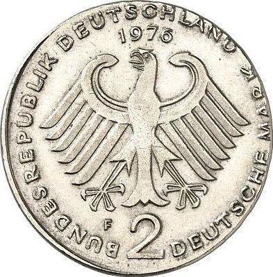 Reverso 2 marcos 1969-1987 "Konrad Adenauer" Desplazamiento del sello - valor de la moneda  - Alemania, RFA