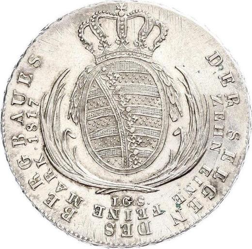 Reverso Tálero 1817 I.G.S. "Minero" - valor de la moneda de plata - Sajonia, Federico Augusto I