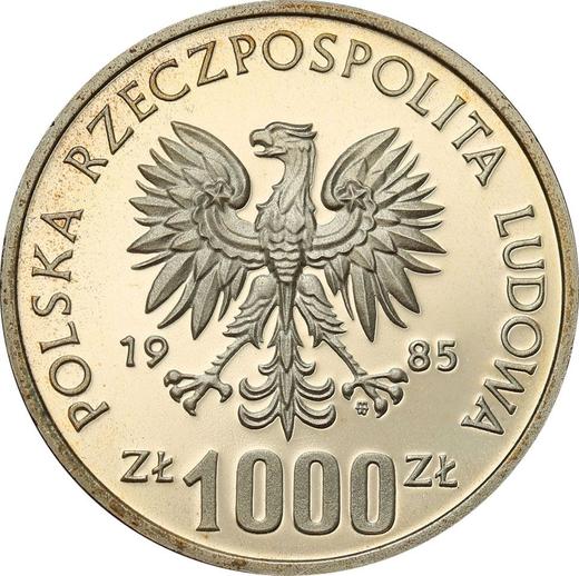 Reverso Pruebas 1000 eslotis 1985 MW "Premislao II" Plata - valor de la moneda de plata - Polonia, República Popular